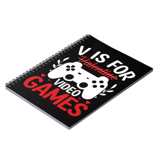 V is voor VideoSpelen met Valentijn uitgereden Notitieboek (Linkerzijde)