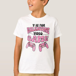 V is voor videospellen Valentijnsdag grappige game T-shirt