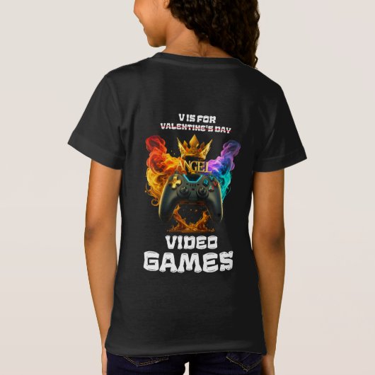V is voor videospellen - Valentijnsdag T-shirt (Achterkant)