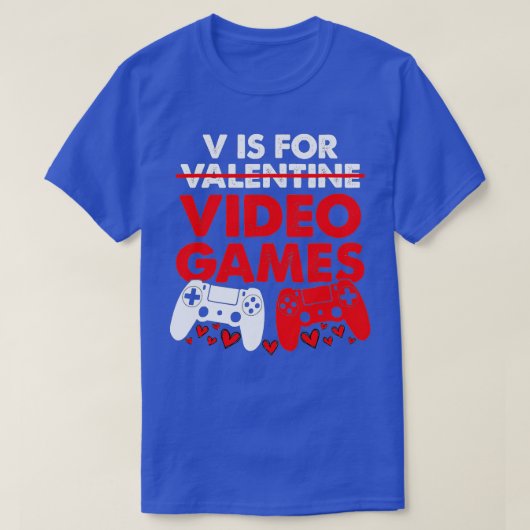 V is voor videospelletjes Mannen Funny Valentijnsd T-shirt (Design voorkant)