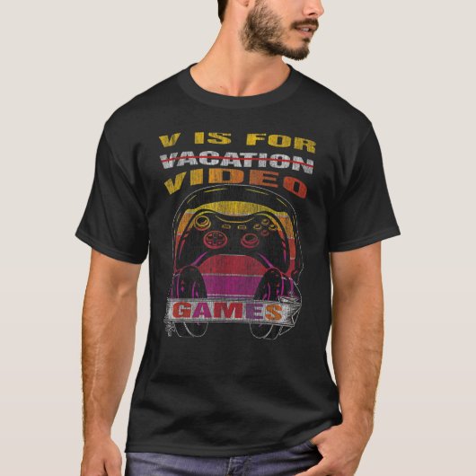 V is voor videospelletjes Vacation Gamer Boy Manne T-shirt (Voorkant)