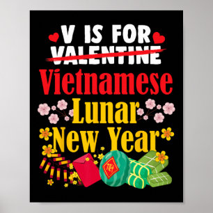 V is voor Vietnamees Nieuwjaar Funny Valentine Tet Poster