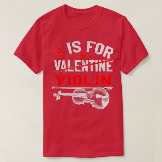 V is voor Violin Funny Valentijnsdag Violinist T-shirt (Design voorkant)