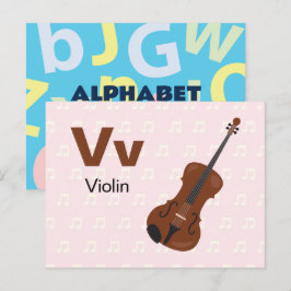 V is voor viool - Alphabet Flash Kaart