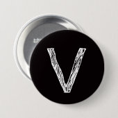 V is voor virtueel ronde button 7,6 cm (Voorkant /achterkant)