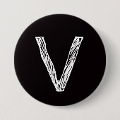 V is voor virtueel ronde button 7,6 cm (Voorkant)