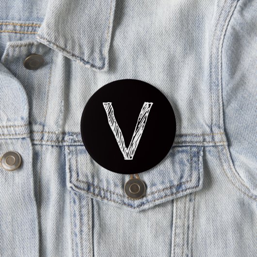 V is voor virtueel ronde button 7,6 cm (In situ)