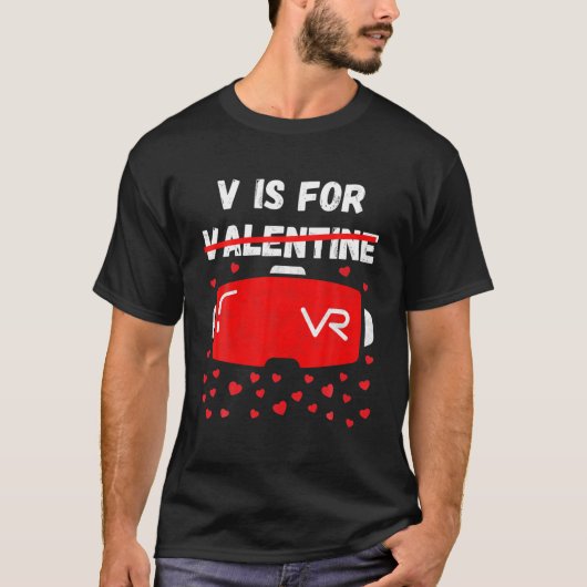 V is voor VR Funny Valentijnsdag Boy Mannen Virtua T-shirt (Voorkant)