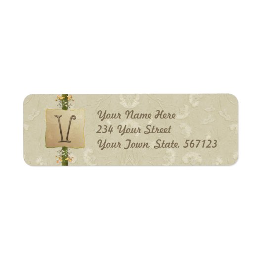 V - Ivoor Elegance Monogram Etiket (Voorkant)