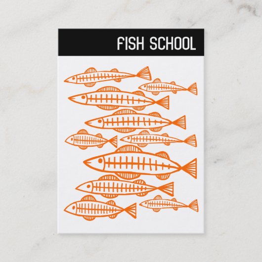 V-koptekst - FISH SCHOOL - Oranje Visitekaartje (Voorkant)