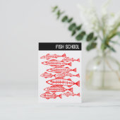 V-koptekst - FISH SCHOOL - Rood Visitekaartje (Staand voorkant)