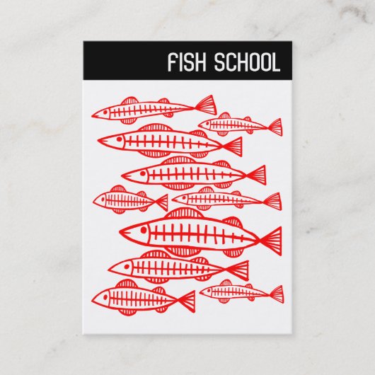 V-koptekst - FISH SCHOOL - Rood Visitekaartje (Voorkant)
