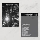 V-koptekst - Sun Through Trees B&W Visitekaartje (Voorkant / Achterkant)