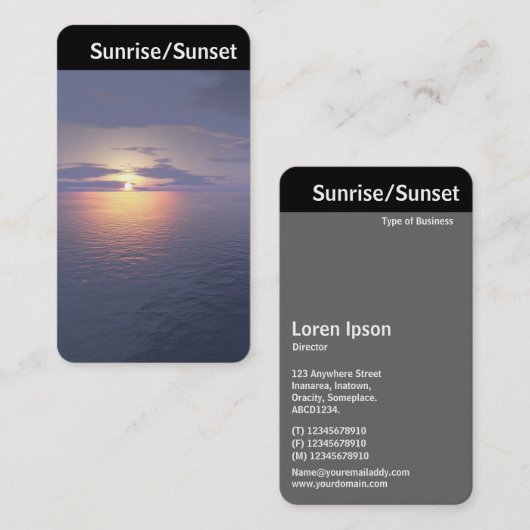 V-koptekst - Zonnebeweging/Zonnebeeld Visitekaartje (Voorkant / Achterkant)