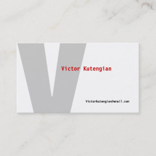 V Letter-alfabet Visitekaartje White Grey