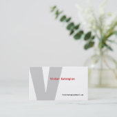 V Letter-alfabet Visitekaartje White Grey (Staand voorkant)