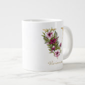 V Letter Gold Monogram Marsala White Florals Grote Koffiekop (Voorkant rechts)