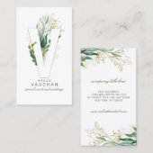 V Letter Monogram Gold Greenery Leaves Elegant Visitekaartje (Voorkant / Achterkant)