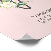 V Letter Monogram Roze Bloemendecor Poster (Hoek)