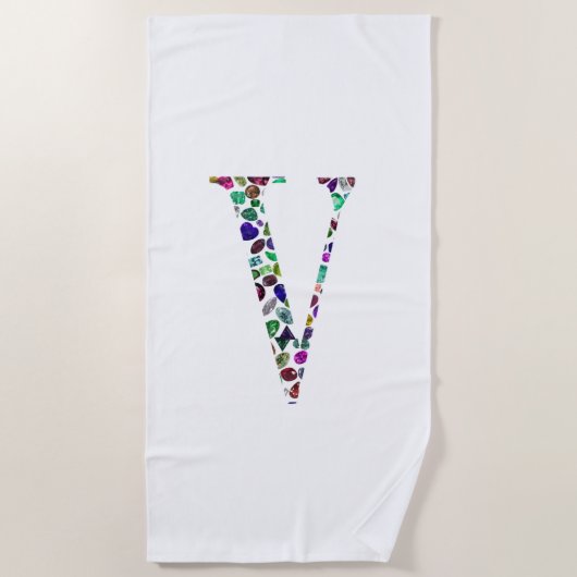 V Letter-Monogram Strandlaken (Voorkant)
