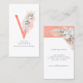 V Letter Monogram White Orchids and Pampas Grass Visitekaartje (Voorkant / Achterkant)