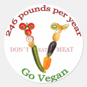 "V" met vegetarische slogan Ronde Sticker