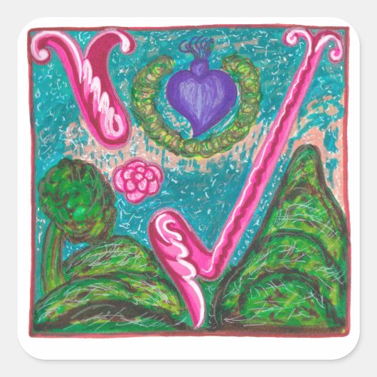 V - MINIATURE VIERKANTE STICKER (Voorkant)