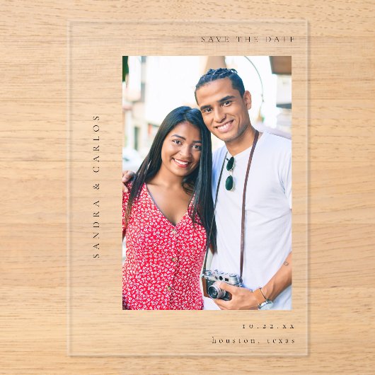 V MOD 2 Eenvoudige foto De datum opslaan Acryl Uitnodigingen (Voorkant)