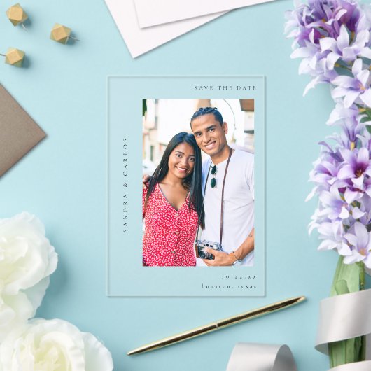 V MOD 2 Eenvoudige foto De datum opslaan Acryl Uitnodigingen (Insitu (Huwelijk))