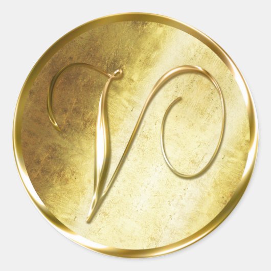 V Monogram Faux Gold Envelope Seal Stickers (Voorkant)