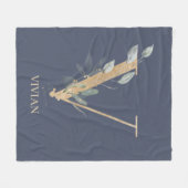 V Monogram Floral Personalized Fleece Blanket (Voorkant (Horizontaal))