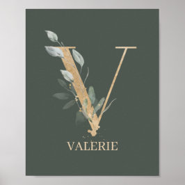 V Monogram gepersonaliseerd Poster