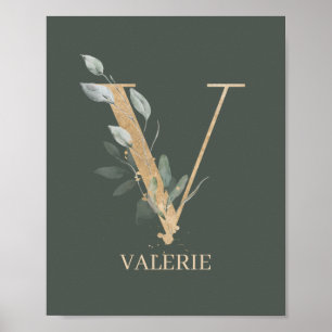 V Monogram gepersonaliseerd Poster
