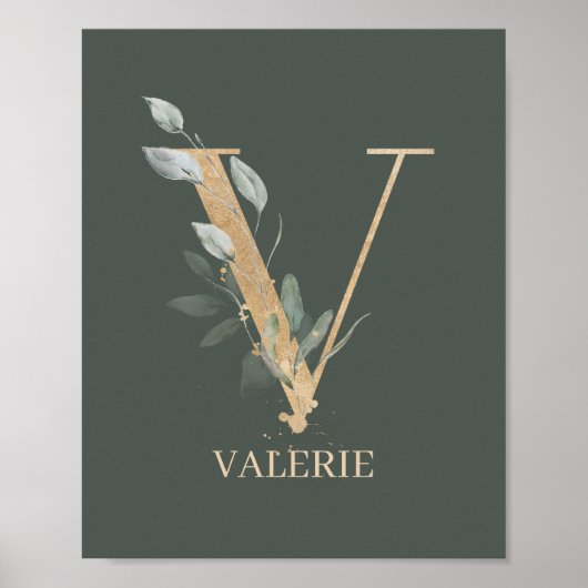 V Monogram gepersonaliseerd Poster (Voorkant)