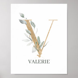 V Monogram gepersonaliseerd Poster