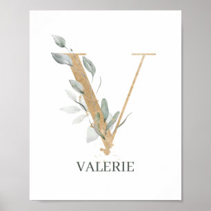 V Monogram gepersonaliseerd Poster
