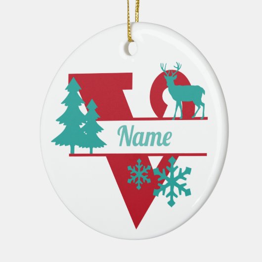 V Monogram Initial Christmas Holiday Tree Ornament (Links)