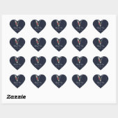 V Monogram Laatste Initiaal Modern Blauw Bloemstuk Hart Sticker (Vel)