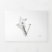 'V' Monogram mooi geborsteld Floral Wedding Drieluik Uitnodiging (Cover)
