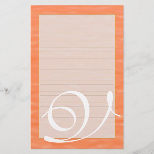 V Monogram "Peach Sunset Water Fine Lined" Briefpapier (Voorkant)