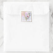 V Monogram Roze Roos Vierkante Sticker (Tas)