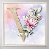 V Monogram roze Rose Poster (Voorkant)