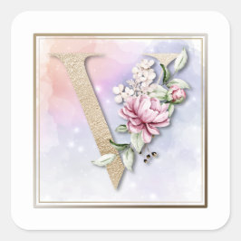 V Monogram roze Rose Vierkante Sticker
