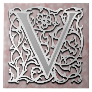 V Monogram "Silver Stone" keramische tegel Tegeltje