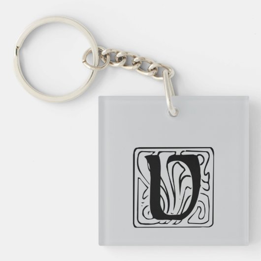 V Monogramm schwarz Sleutelhanger (voorkant)
