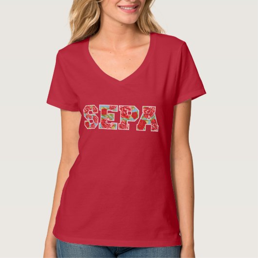 V-Neck SEPA-Roos T-shirt (Voorkant)