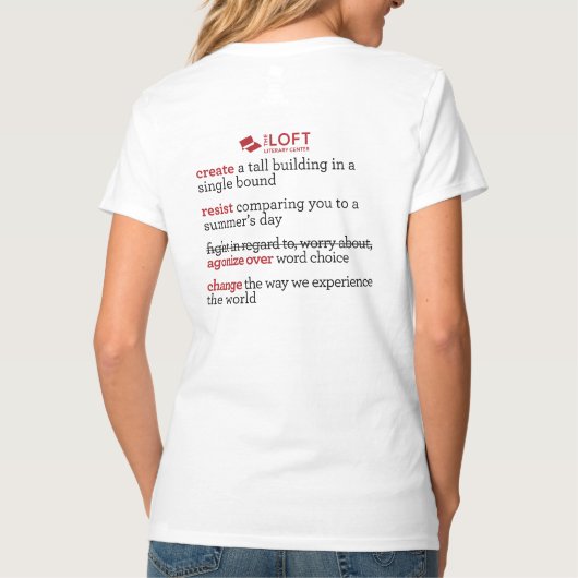 V-Neck Shirt voor vrouwen: Alleen een schrijver ka (Achterkant)