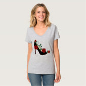 V-Neck T-Shirt - Stiletto-Roos (Voorkant volledig)