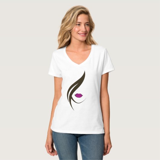 V-Neck T-Shirt Vogue Graphic Daily Weekend voor vr (Voorkant volledig)