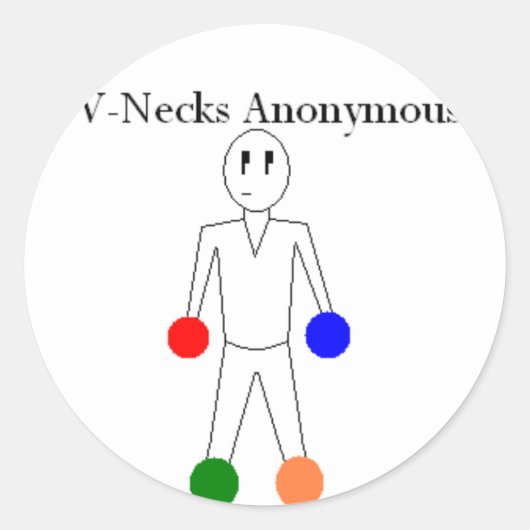 V-nekken anoniem ronde sticker (Voorkant)